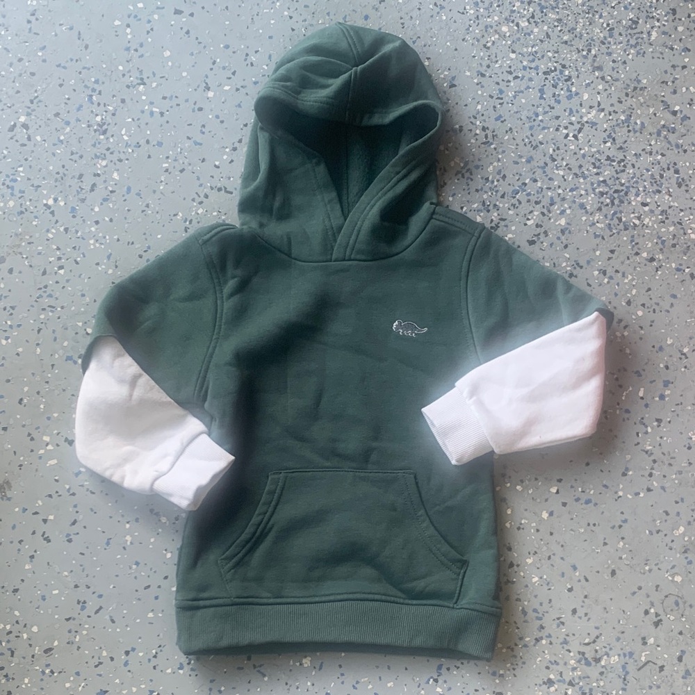 Kids Green Hoodie with White Sleeves